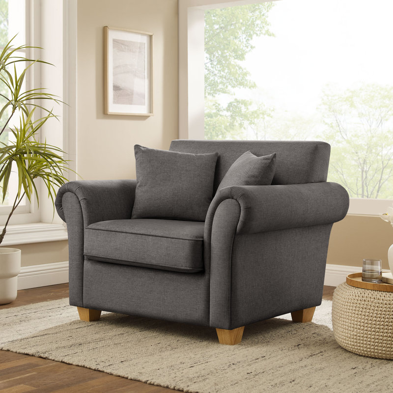 Divanique 40.94'' W Upholstered Accent Chair, Dark Gray  Polyester Blend