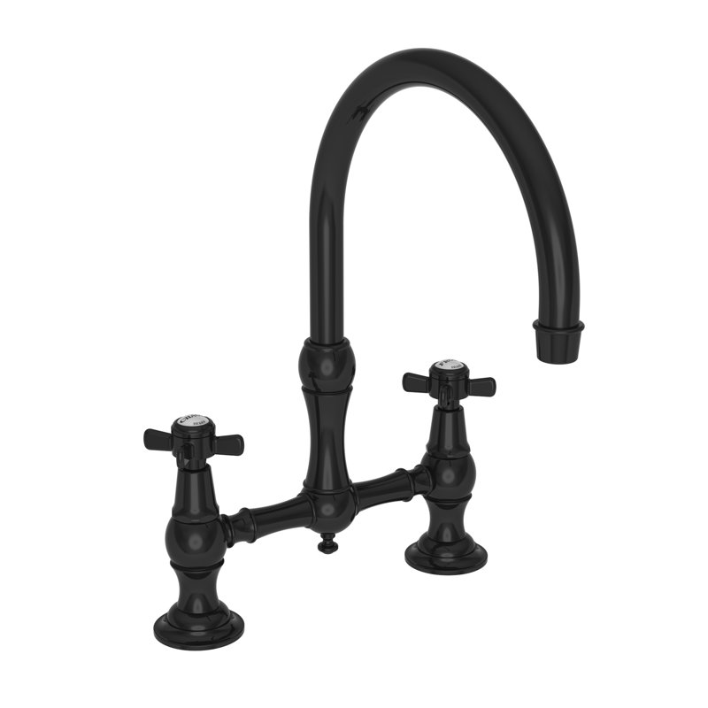 Fairfield Kitchen Bridge Faucet, Gloss Black