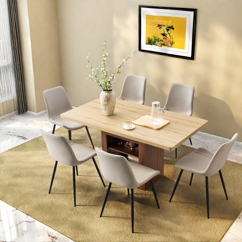 Extendable Dining Table Set With Modern Design And Storage For Home