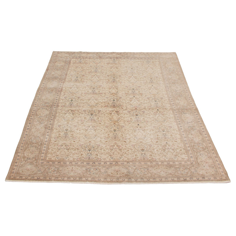 Tapis en laine beige/brun 6 pi 5 po x 9 pi 7 po one-of-kind à la main noué la Vincente