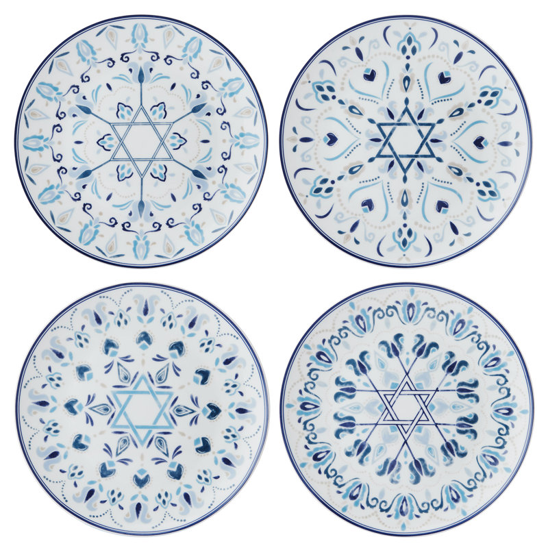 Hanukkah Celebration Bone China 9-In Salad Plates, Set Of 4