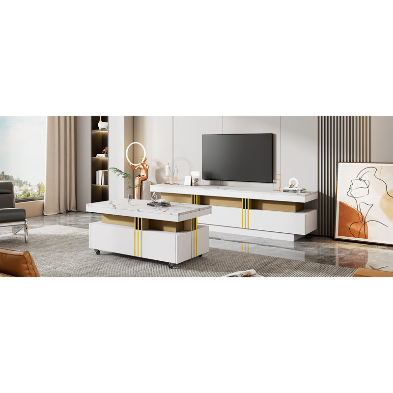 Ensemble 2 pièces de meuble télé et de table basse Modern Luxury Luxury