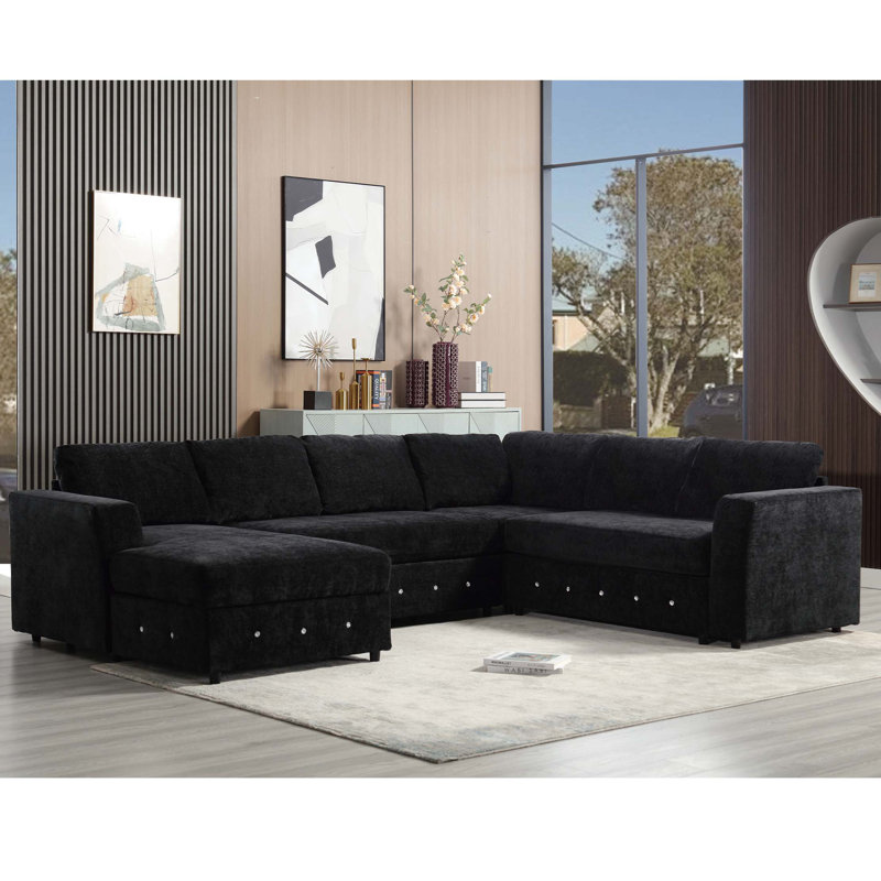 Canapé modulaire, canapé modulaire surdimensionné, rangement pour chaise longue, canapé moderne en forme de U, canapés rembourrés, chenille, bouton en cristal, salon, appartement,