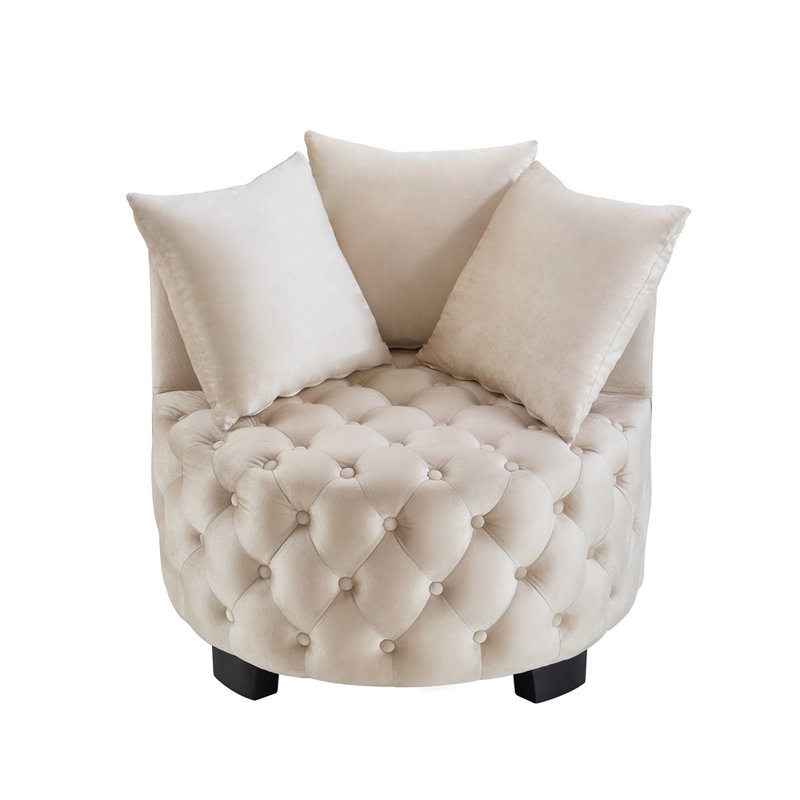 Chaise d'appoint contemporaine rembourrée et capitonnée, Taupe