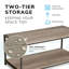 Adalayah Coffee Table Wooden Grain Finish Living Room Storage Shelf 2 Tier-286649467