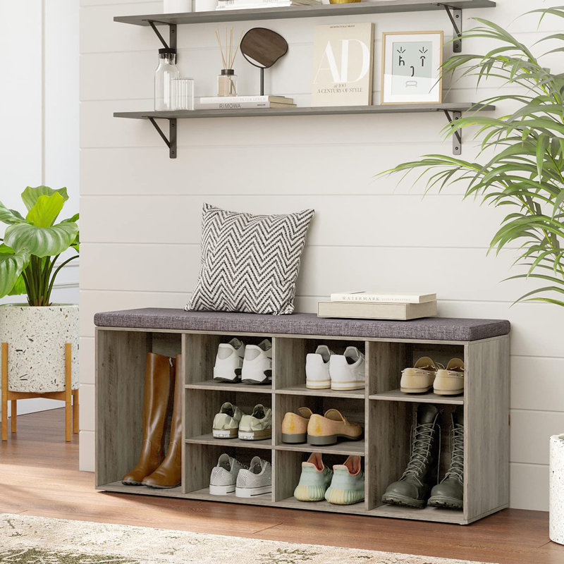 Banc de rangement 12 paires de chaussures, Marron clair