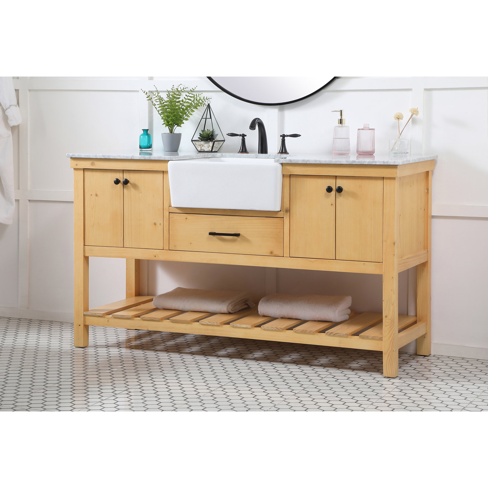 Pelaghia 60'' Single Bathroom Vanity, Natural Wood