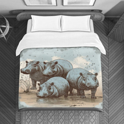 Hippo Wildlife Duvet Cover