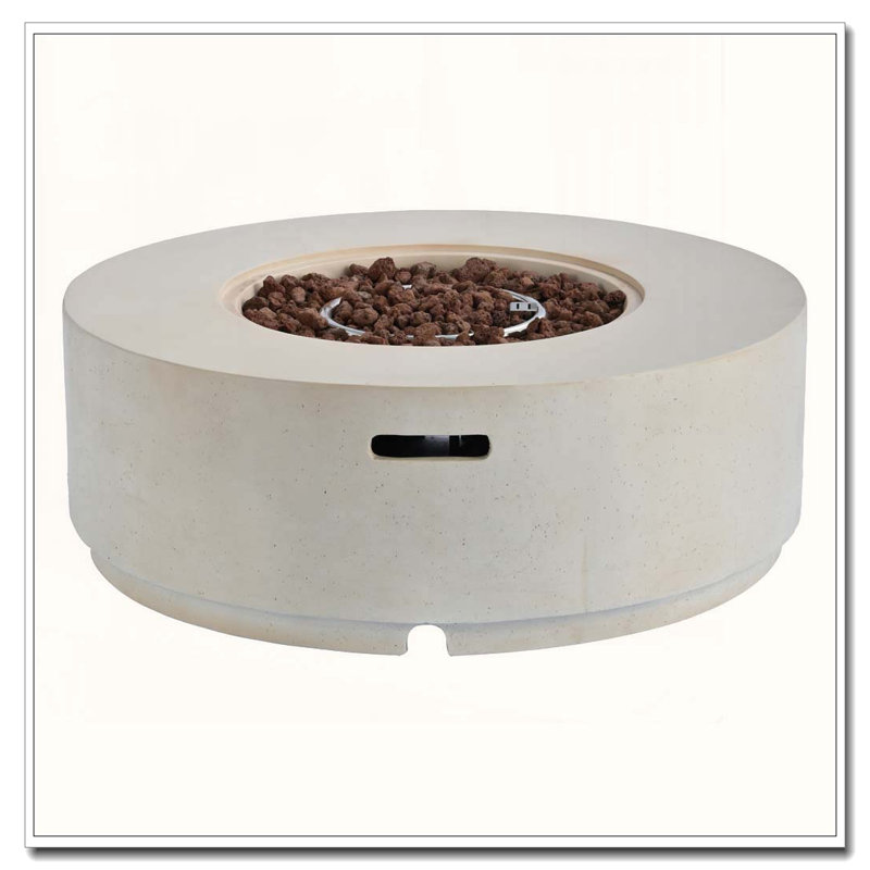 38.2" MGO Outdoor Propane Fire Pit with Stone Finish & 50000 BTU, Beige