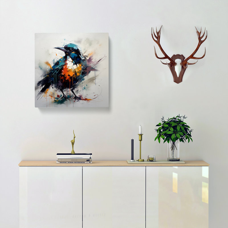 Bird Gestural Art No.2 - Wrapped Canvas, 50cm H x 50cm W x 3cm D
