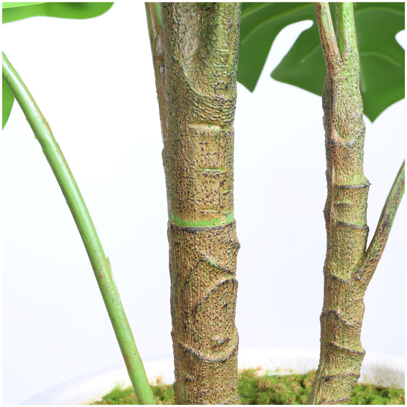 30 po Monstera Deliciosa plante artificielle avec pot blanc, 2 pièces