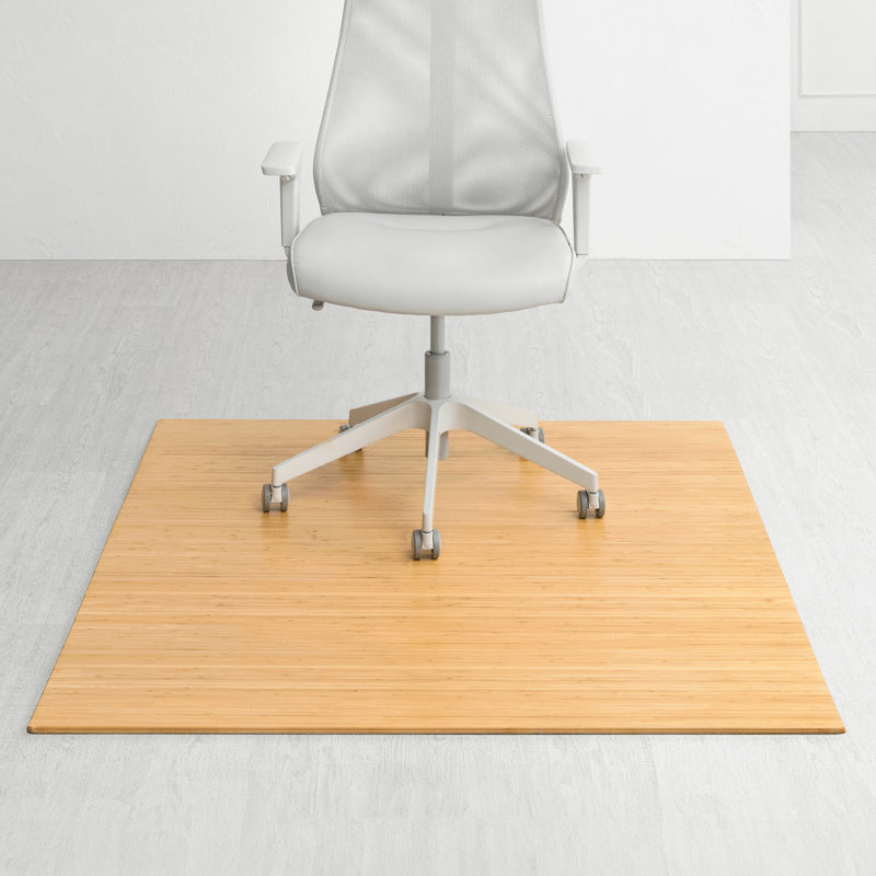 Standard 8mm Thick Bamboo Chair Mat – Anti-Slip, Straight Cut, Designed for Hard Flooring, 48" W x 60" D, Not Included