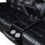 Canapé modulaire en cuir noir à double puissance avec capitonnage à grille moderne et porte-gobelets amovibles pour la console