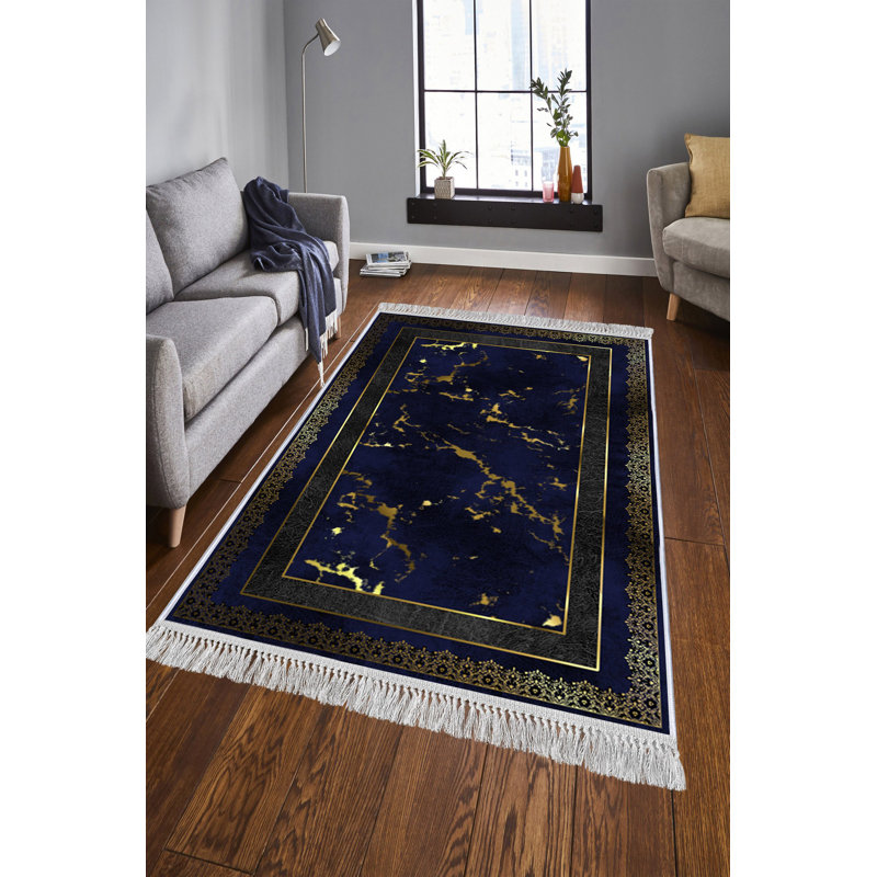 Luxurious Velvet Area Rug (4.6 x 7.2 ft), 100% Antibacterial Fabric, Non-Slip Cotton Backing, Pile Height: 0.4 in | Machine Washable, 3D Digital Print Design | Perfect for Living Room & Bedroom Decor, Soft & Durable