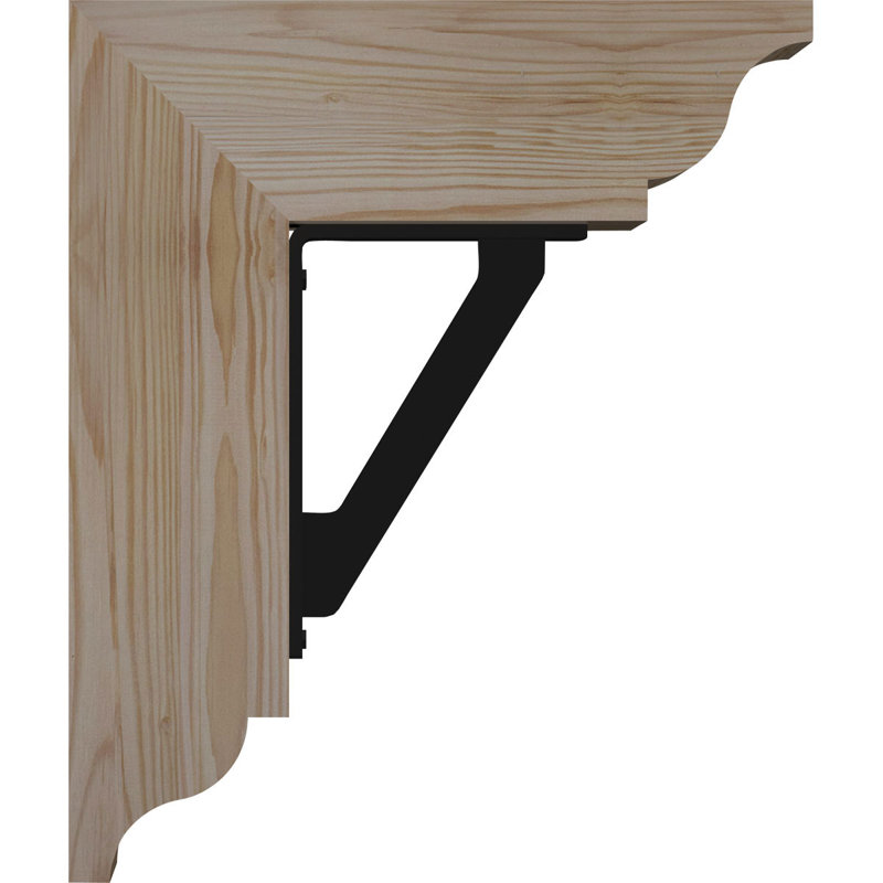 Support traditionnel en fer simple de 2 po d'épaisseur, H 12 po x P 9 1/2 po, Sapin Douglas de l 4 po x T 2 po (sciage brut)