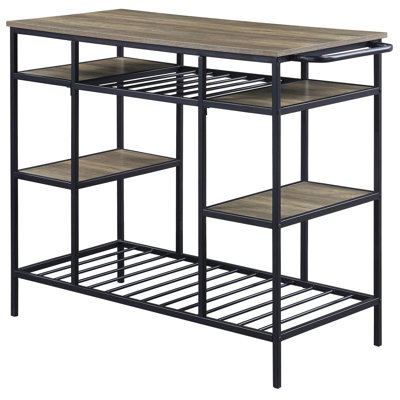 Îlot de cuisine rustique avec tablettes ouvertes