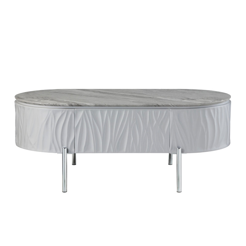 Table basse yukino gris ultrabrillant et chrome