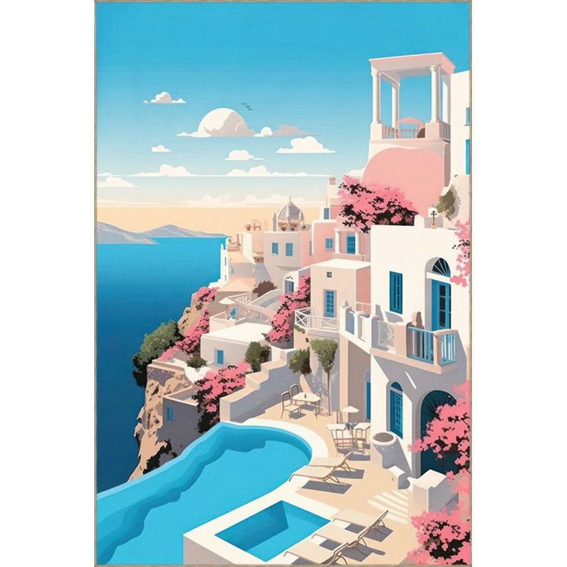 Tapis lavable à motif paysage marin Street, Sous-tapis rond 3 pi 3 po inclus