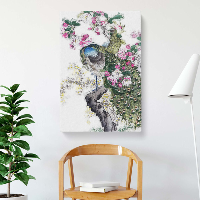 Two Peacocks by Kono Bairei - Wrapped Canvas Painting Print, 76cm H x 50cm W x 3cm D