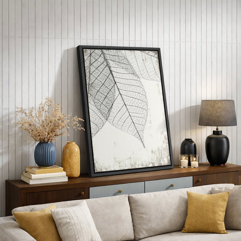 Impression sur toile encadrée Minimal Botanical, Toile avec cadre photo, H 24 po x l 16 po, Noir