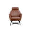 Fauteuil d'appoint 100% cuir fleur chocolat