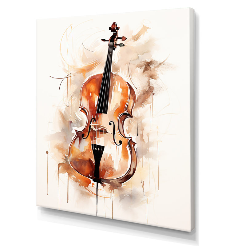 Cello Contour Rich Brown IV sur toile, H 44 po x l 34 po x P 1,5 po, Toile tendue