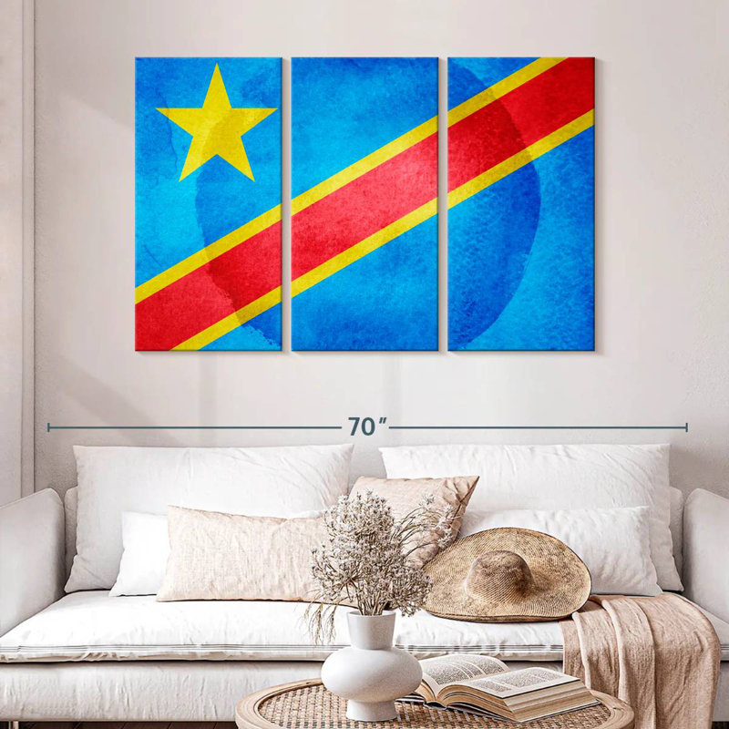 Washed Congo Flag, 32" H x 50" W