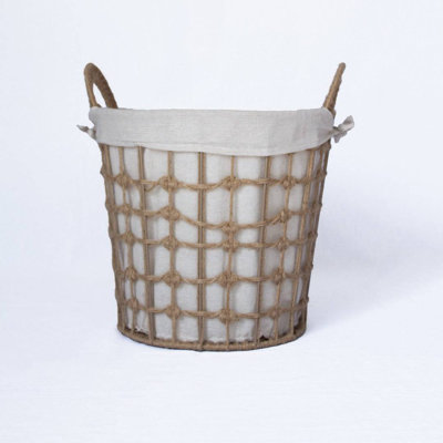Round Hemp Tied Wire Basket Large