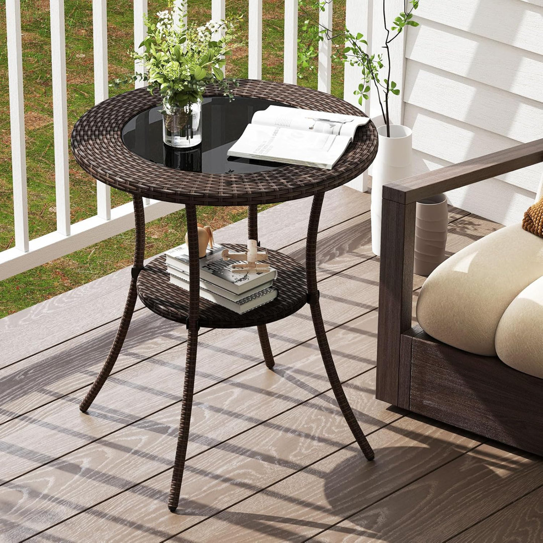 Leeper Round Metal Outdoor Coffee Table , 25.5'' in. W 25.5'' in. D Ebern Designs