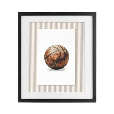 «Vintage Sports Basketball», reproduction encadrée sous verre, design par Christine Simpson Art