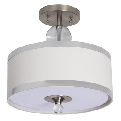 Plafonnier semi-encastré 2 lumières avec abat-jour tambour