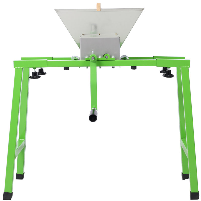 7l Manual Fruit Crusher With Stand & Wheel, Portable Apple Cider Press Grinder, Heavy Duty Stainless Steel Fruit Scratter Pulper For Wine And Cider Making