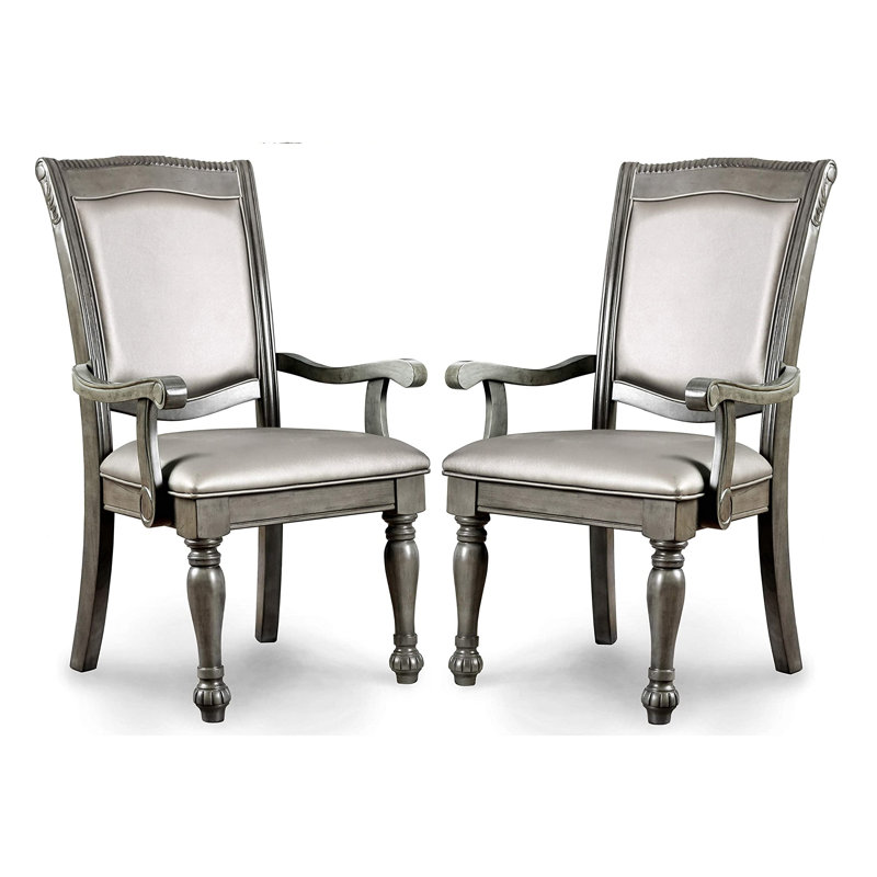 19'' H Faux Leather Upholstered Armchair, Gray
