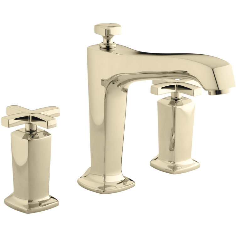Margaux® Deck-Mount Bath Faucet Trim for High-flow Valve with Diverter Spout and Cross Handles, Valve Not Included