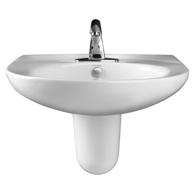 Mansfield Plumbing Products Pamlico 22'' White Vitreous China Oval Semi-Pedestal Bathroom Sink with Overflow