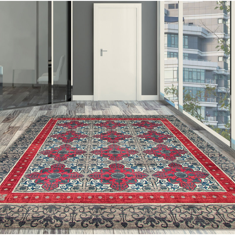 Tapis unique en laine noué à la main 7 pi 10 po x 9 pi gris nouvel âge Lahore Carridice