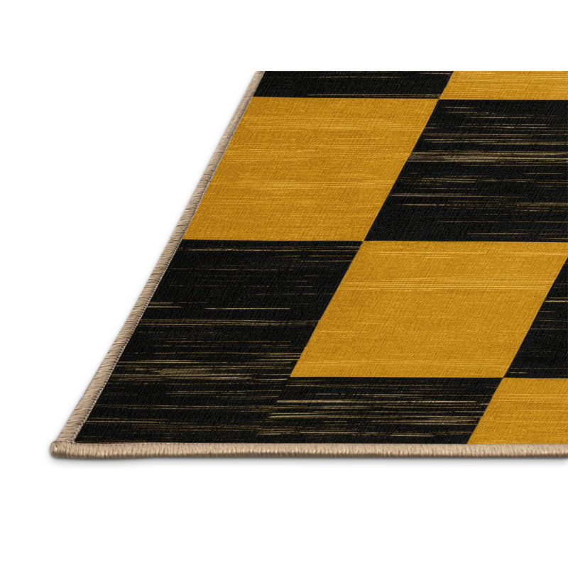 Machine Washable Botanical Brown Area Rug, Square 3'