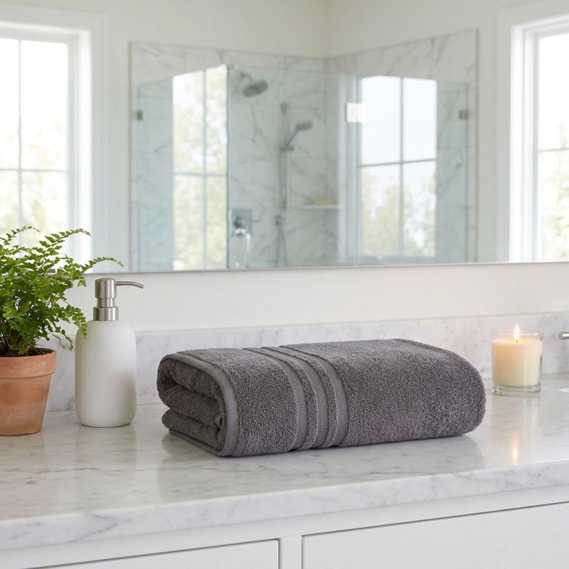 Ensemble de deux draps de bain en coton turc gris foncé, 35 po x 66 po