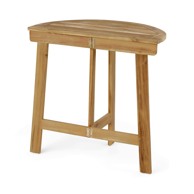 Outdoor Half-Round Folding Acacia Wood Bistro Table, Brown