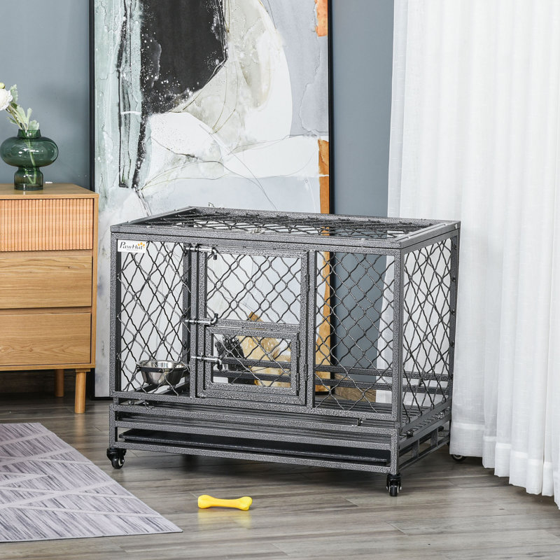 Parc pour chien robuste avec cage et cage en métal avec roues verrouillables