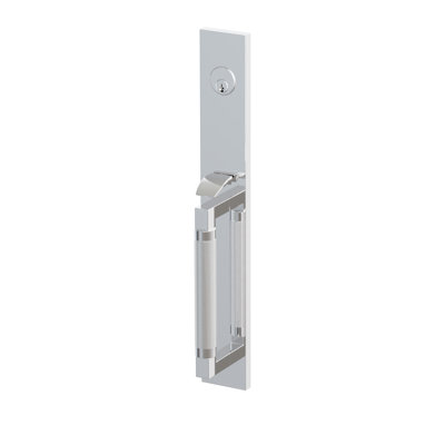 Ensemble d'entrée pleine longueur Emtek Select, tubulaire cylindrique simple, tige carrée extérieure en L, poignée moletée, tige carrée intérieure en L, poignée lisse, chrome poli