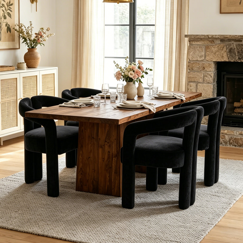Ensemble de 2 chaises demi-tonneau Accent, Noir, noir, noir, noir