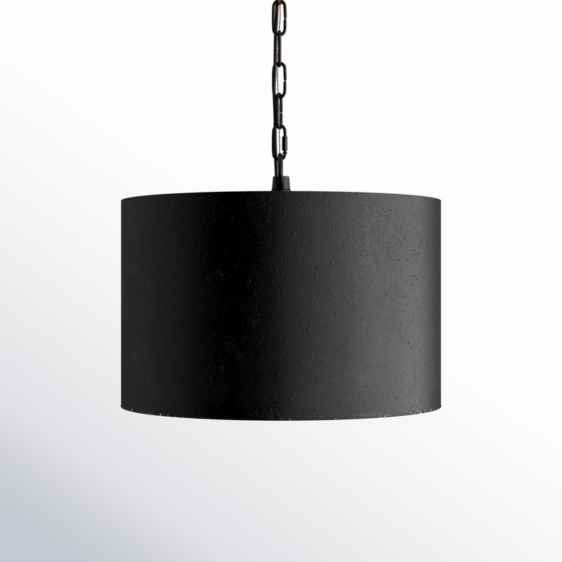 Luminaire suspendu cylindrique à 1 lumière Rosamund, Noir rétro