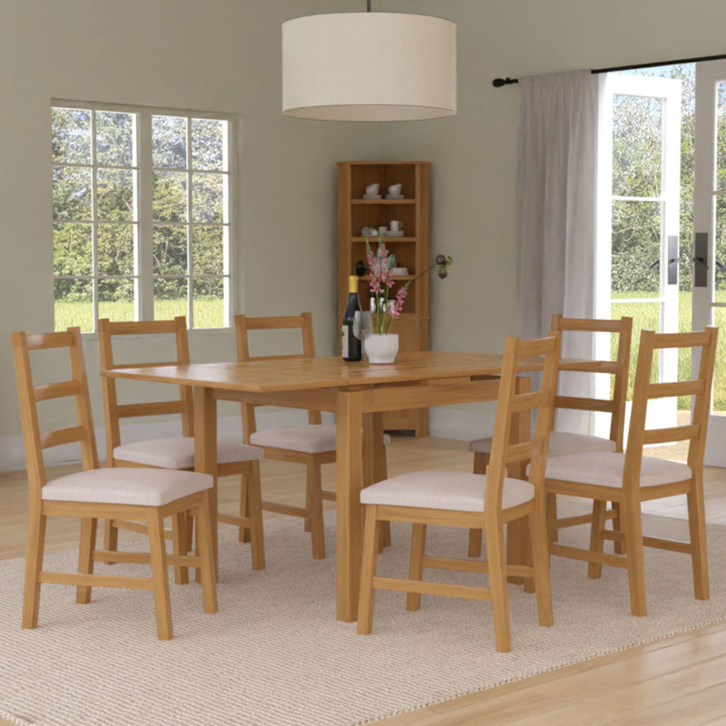 6 - Person Solid Oak Dining Set, White