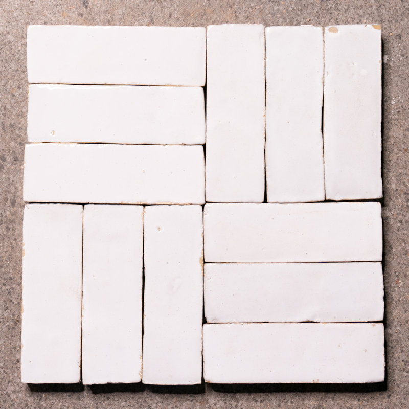 Zellige 2 in. x 6 in. Glossy Tile, Snow White