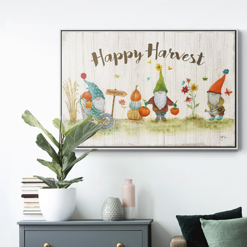 Toile tendue avec châssis Gnome Harvest, H 17 po x l 25 po x P 1,5 po, Toile avec cadre flottant noir