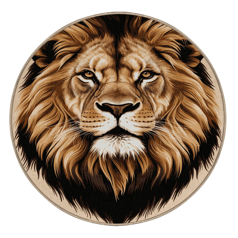  Tapis lavable avec gros chats d'Afrique, Rond 7 pi