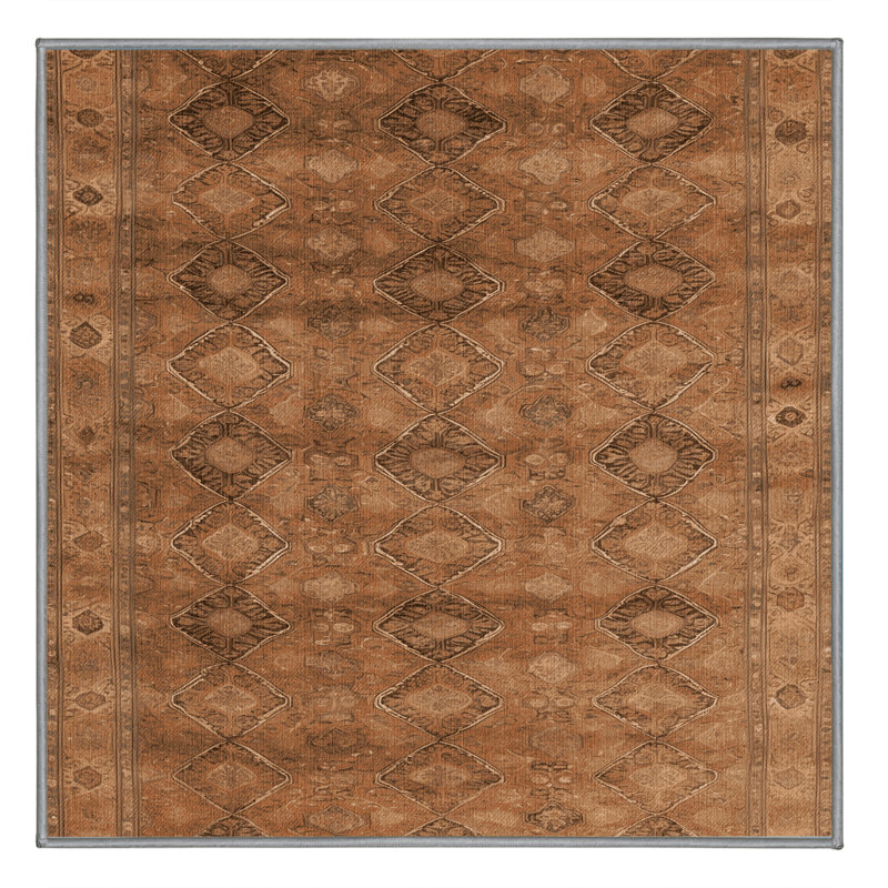Machine Washable Persian Brown Area Rug, Square 4'