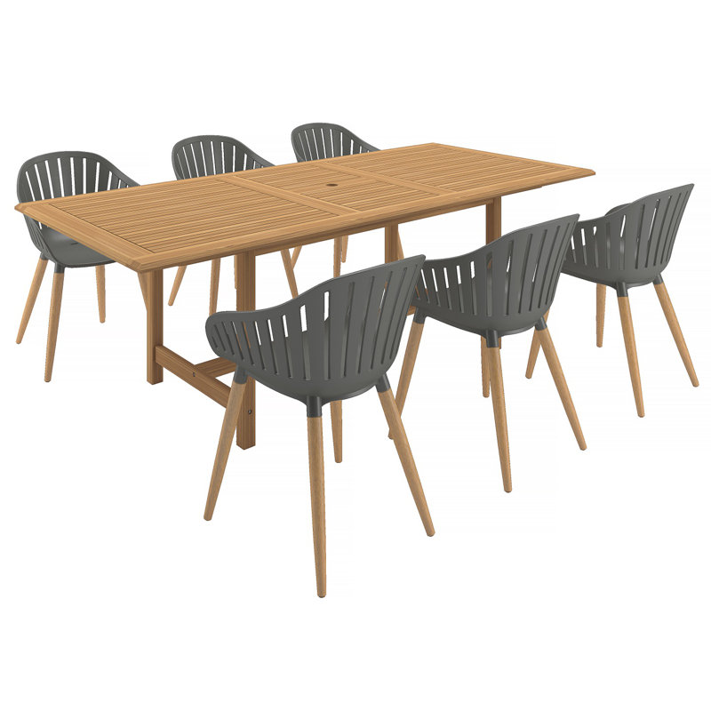 Ensemble de salle à manger rectangulaire en teck pour 6 personnes 39 "como