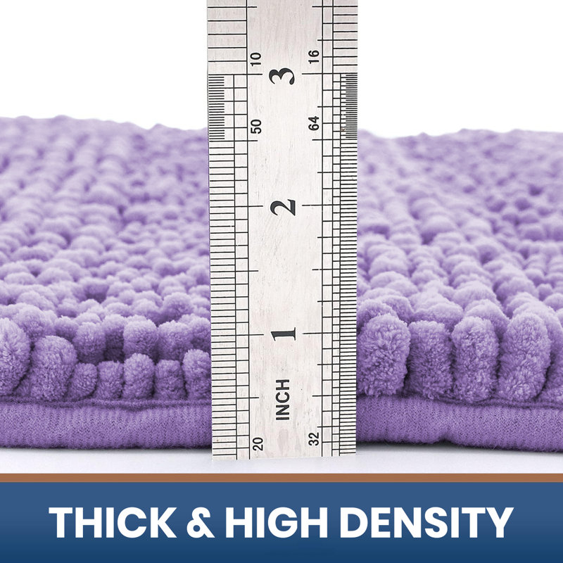 Chenille Non-Slip Non-Slip Bath Mat, 60cm L x 40cm W, Lilac